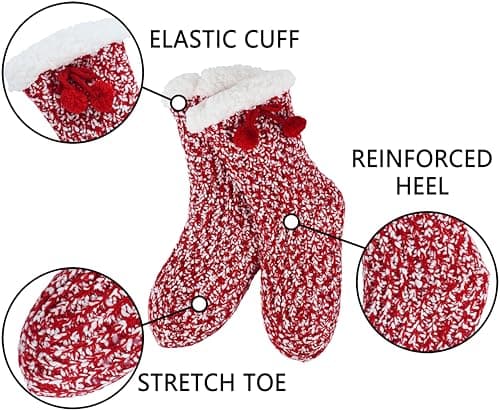 BenSorts Women Non Slip Winter Thick Slipper Socks with Grippers Warm Fuzzy Socks Christmas Gifts view 4