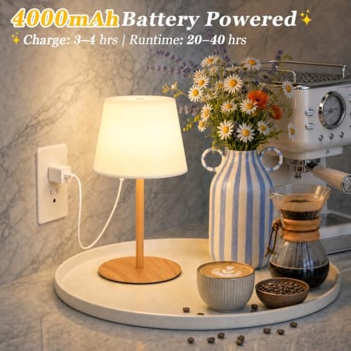 Waterproof Shower Lamp, Rechargeable Table Lamp Cordless for Bathroom | IP54 Spa-Like Shower Light, 4000mAh Battery Operated, 3 Color Modes, Stepless Dimming and Memory, for Bathtub Outdoor (1Pack) view 4