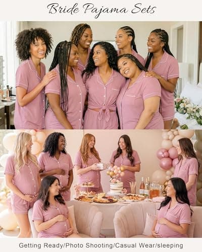 VRVOICE Womens Button Down Pajamas Set Short Sleeve Sleepwear Bride Pjs Soft 2 Piece Lounge Shorts Set XS-XXL view 6