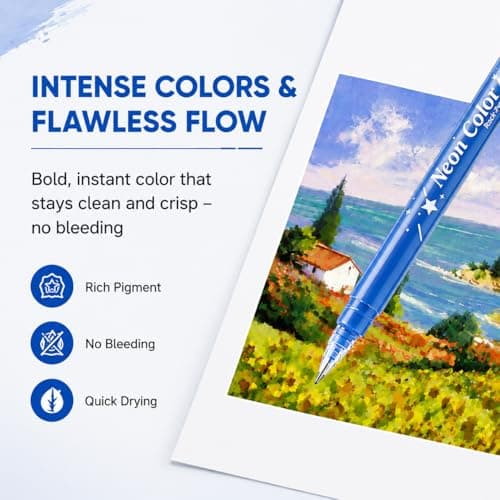 Acrylic Gel Pens for Coloring, 10 Blue Gel Pens with A5 Sketchbook view 3