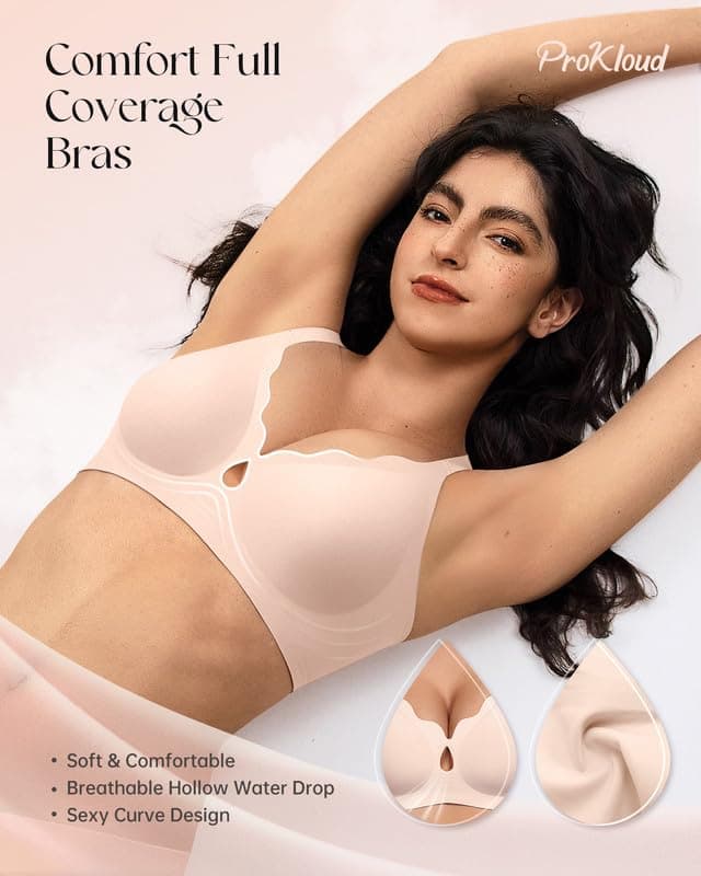 ProKloud Wireless Bras for Women Wave Push Up No Underwire Bralettes Seamless Full Coverage Support Lift Everyday Bra view 2