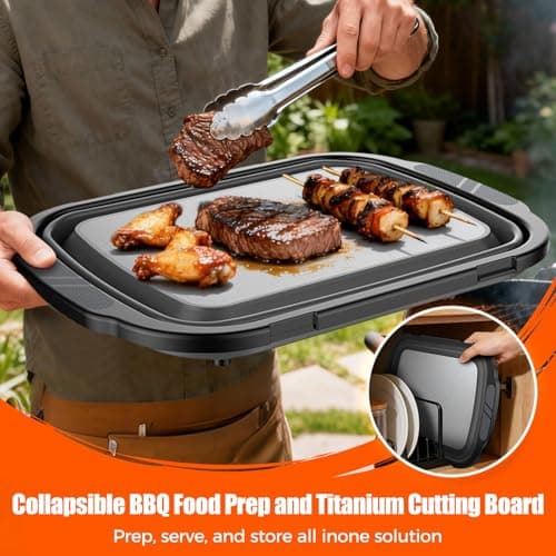 Collapsible BBQ Prep Tubs with Titanium Cutting Board, Large-Capacity（5.3Gal/20L）Foldable Cutting Board, with Locking Lid, Strong Sealing and Leak-Proof Design. Suitable for Kitchen and Outdoor. view 4