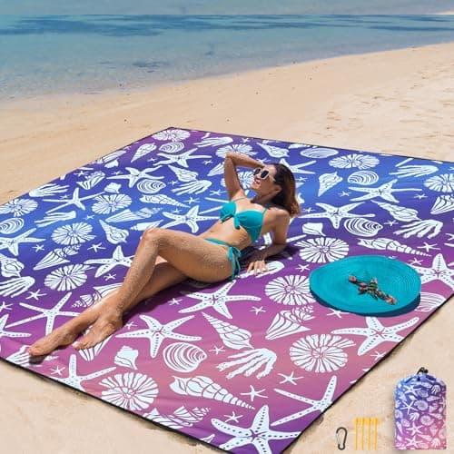 HIHOHO Beach Blanket, Sandproof Beach Mat, Waterproof Quick Drying Lightweight Outdoor Aztec Picnic Mat 79" X 83"/120"x108" for 2-8 Adults for Travel, Camping, Hiking view 2