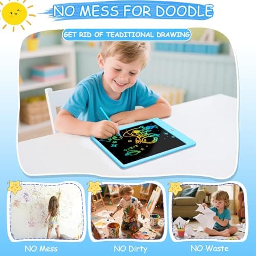 Decute Kids Toys LCD Writing Tablet with Stylus, 10 Inch Erasable Toddlers Doodle Board, Reusable Drawing Pad for Kids, Educational Christmas Birthday Gift for 3 4 5 6 7 8 Girls Boys Toddler Blue view 2