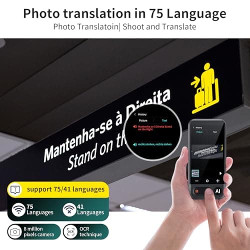 Language Translator Device No WiFi Needed, 2026 Upgraded AI Translator Support ChatGPT,150+ Languages Instant translator Support Offline/Recording/Photo/Voice Translation Real Time for Travel Business view 5