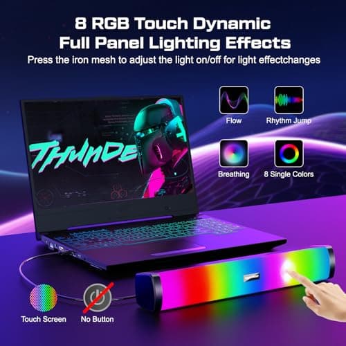 OFFSIR Computer Speakers for Desktop, Gaming Speakers with Touch Lights PC Speakers with Surge Clear Sound, USB Powered for Computer Desktop PC Laptop Monitor view 2