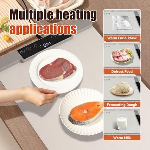 Warming Mat for Food Extra Large 35.4”x13.4” 7 Temperature Settings Silicone Food Warming Mat Roll up Food Warmer with Full Surface Heating Warming Pad Electric Warming Tray for Buffets Party Home view 6