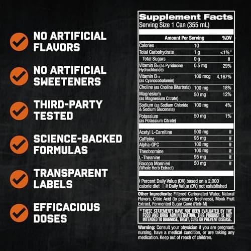 Jocko GO Energy Drink (Afterburner Orange) - Keto, Vitamin B12, Vitamin B6, Electrolytes, L Theanine, Magnesium- Energy Boost, Sugar Free Nootropic Monk Fruit Blend - 12 Pack view 2
