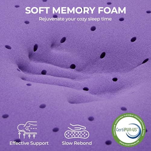 BDEUS 3 Inch Full Memory Foam Mattress Topper with Collagen-Rich Cover, Soft Double Bed Mattress Pad for Skin-Hydrating & Back Pain Relief, CertiPUR-US Certified view 5