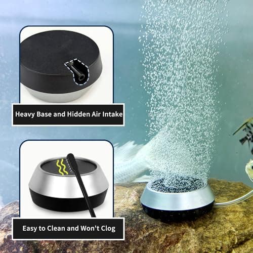 4.7 Inch Aquarium Air Stone Disc Bubble Diffuser Release Tool with 6Ft Air Tube, 2 Pieces Air Stones Oxygen Diffuser for Fish Tank, Ponds & Circulation System, Check Valve Hydroponic Aeration Bubbler view 7