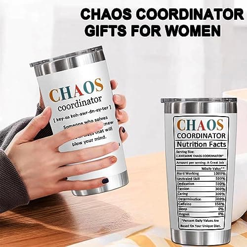 YXOTJHS Chaos Coordinator Tumbler, Chaos Coordinator Gifts for Women Boss Lady Coworker Manager Teacher Assistant Mom-Thank You Gift, Birthday Gifts for Women-20 Oz Stainless Steel Tumbler view 6