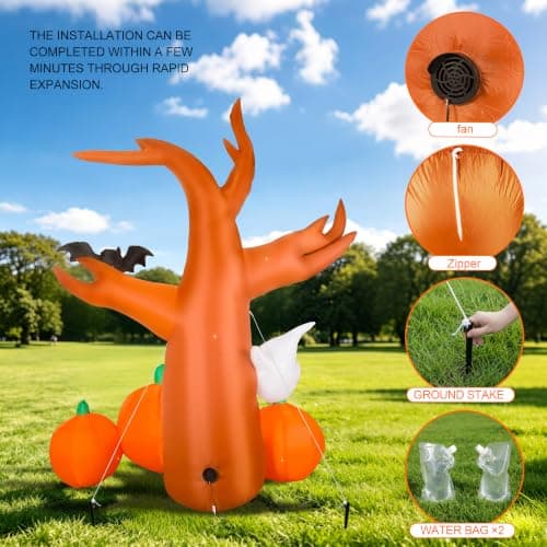 7.9 FT Halloween Inflatable Spooky Tree Outdoor Decor with Built-in LED Lights, Blow Up Yard Decoration for Haunted House Garden Lawn Halloween Party view 5