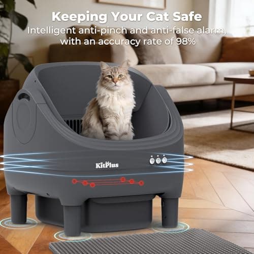 Self-Cleaning Cat Litter Box, Open-Top Automatic Litter Box with APP Control, Odor-Control & Low-Noise Design, Large Capacity, Safe for Multiple Cats view 2