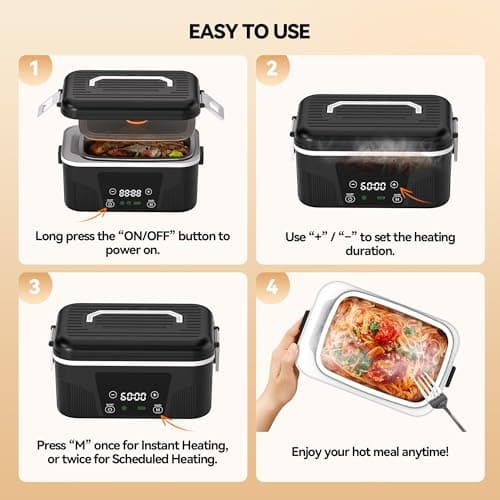 DOLOPL Cordless Electric Lunch Box for Adults, Portable Rechargeable Heated Lunch Box with Scheduled Heating, 6-Cup Leak-Proof Design, Bonus Ice Pack & Insulated Bag for Work, Travel, Office view 6
