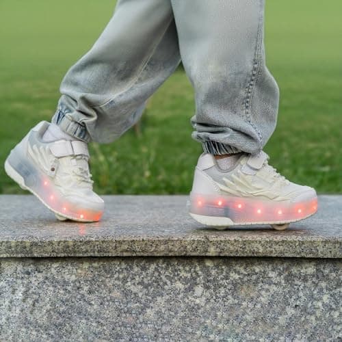 DZS Roller Shoes Sneaker LED Light Up USB Rechargeable with 2 Wheels Outdoor Sport for Boys Girls Kids Gift view 7