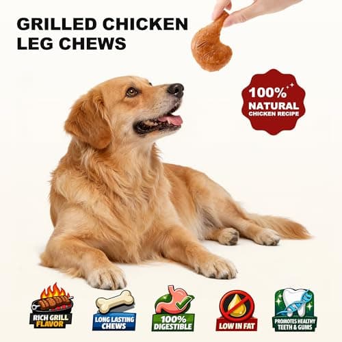 PETPHABET Rawhide Free Dog Chew Bones - 11 Count Grilled Chicken Leg Dog Chews for Small Medium Breeds, Healthy Puppy Treats for Training & Teething, Made with Real Chicken, Natural Smoky Flavor view 2