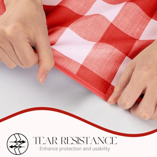 MOSAYT Rectangle Vinyl Tablecloth, 100% Waterproof Buffalo Gingham Plastic Table Cloth, Heavy Duty Wipeable Table Covers for Picnic, Outdoor, Camping - 54 x 78, Red view 6