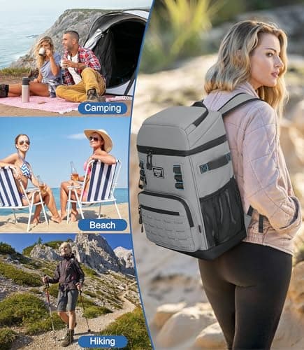 Cooler Backpack 2 Insulated Compartments Leak Proof Beach Coolers Back Pack Waterproof Cooler Bag for Hiking, BBQ Camping, Picnic, Fishing (25L, 36 Cans) view 7