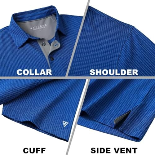 M MAELREG Mens Polo Shirts Short Sleeve Dry Fit Jacquard Performance Moisture Wicking Casual Pocket Golf Shirts for Men view 5
