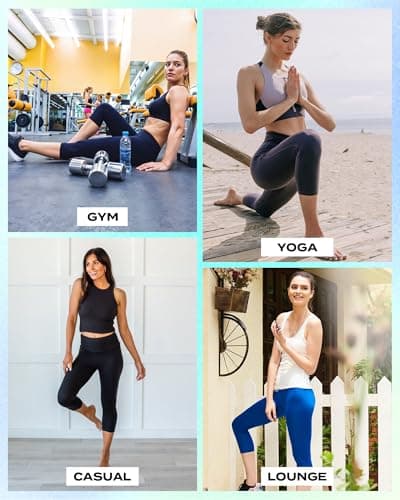 TNNZEET Capri Leggings for Women - Yoga Pants Tummy Control Black Leggings with Pockets High Waisted Workout Cycling Leggings view 5