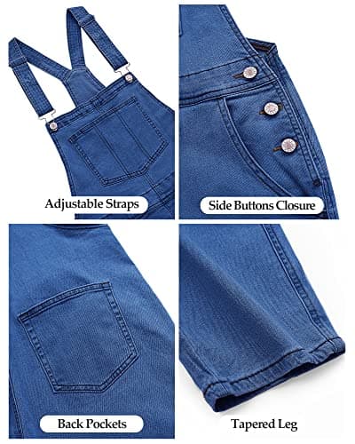 luvamia Women's Casual Stretch Adjustable Denim Bib Overalls Jeans Pants Jumpsuits view 4