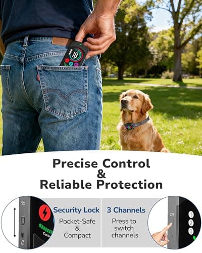 Canivix Dog Shock Collar with Remote Control, 3300FT Dog Training Collar with Beep/Vibration/Shock, Security Lock, IPX8 Waterproof Ecollar Rechargeable for Medium Large Dogs view 5