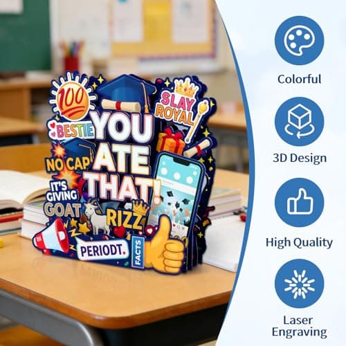 FaCraft Funny Graduation Cards - Gen Z Slang You Ate That Rizz GOAT No Cap Periodt Facts - Handmade Aesthetic 5-Layer Pop Up Graduation Card for Bestie Son Daughter High School College Class of 2026 view 5