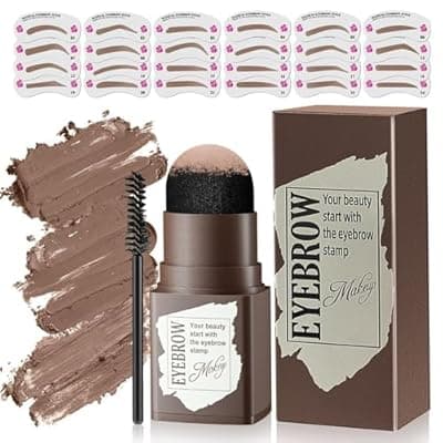 Eyebrow Stamp Stencil Kit - 24PCS Eyebrow Stencils for Perfect Brow, Eyebrow Stamp Long-lasting Waterproof & Smudge-Proof, Eyebrow Kit with Eyebrow Brush for Thin & Thick Brow (Medium Brown)