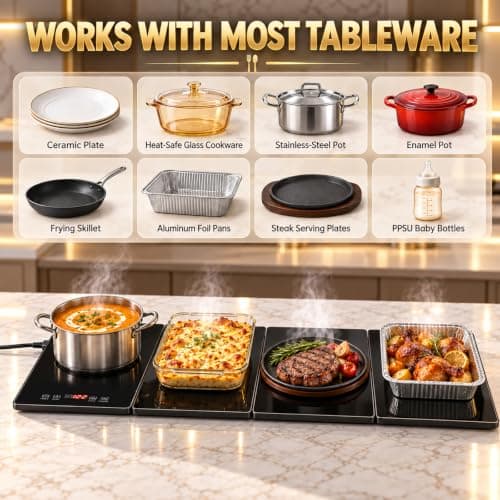 Electric Warming Tray, 4-in-1 Food Warmers for Parties Buffet, Easy Clean view 6