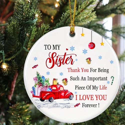 Sister Christmas Ornament 2025, Sister Ornaments for Christmas Tree, Sister, Ceramic White Christmas Sisters Ornament, Sister Gifts for Big Sister Best Friend Soul Sister view 5