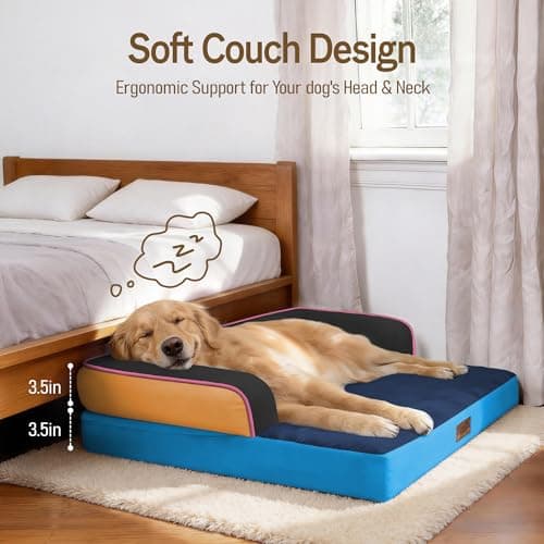 Comfort Expression Extra Large Dog Bed Orthopedic - XL Orthopedic Dog Beds Waterproof Pet Couch Memory Foam Sofa Bolster with Removable Cover - 42 x 30 view 3