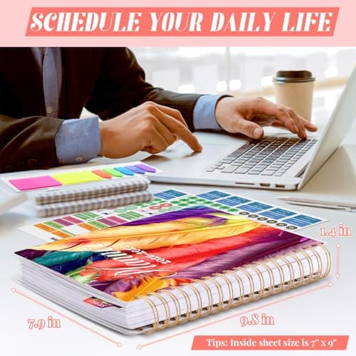 Planner 2026-2027, Large 18 Months Academic Daily Weekly Monthly Planner Yearly Agenda Jan. 2026–June. 2027, 7.9" x 9.8", Page Tabs, Separator Page, Pocket Folder, Bookmark, Stickers, Sticky Note Set view 3