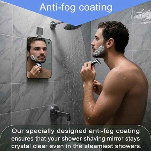 ZELIEVE Shower Mirror Fogless for Shaving Men Fog Free Anti Fog Bathroom No Fog Proof Anti-Fog Hanging Shatterproof RV (9” x 7”) view 4