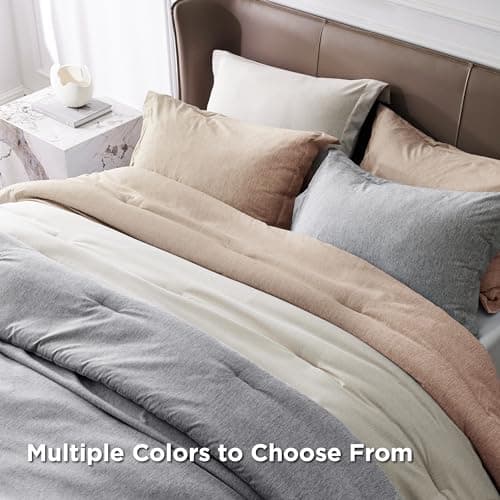 Bedsure Full Comforter Set - Grey Soft Bedding for All Seasons, Cationic Dyed Bed Set, 3 Pieces, 1 Full Size Comforter (82"x86") and 2 Pillow Shams (20"x26"+2") view 5
