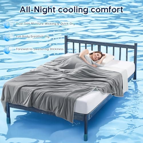 Gehtmnl Cooling Blanket for Hot Sleepers & Night Sweats – Cooling Comforter, Breathable Lightweight Double-Sided Summer Bedding, Breathable Soft All Season (Frosty Light Grey, Queen(90"x90")) view 3