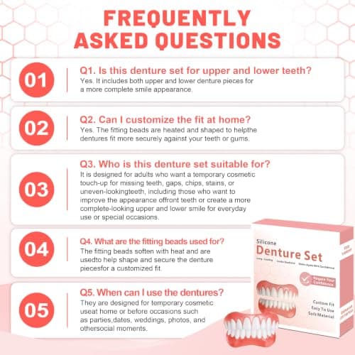 Dentures for Men and Women, Custom Upper & Lower Smile | Reusable False Teeth Cosmetic Smile Coverage, Silicone Veneers Teeth, Easy Use and Show Confident Smile in Minutes view 6