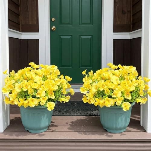 trytuny Artificial Flowers for Outdoor, Realistic Faux Plants for Outside Indoor Porch Patio Window Box Planter Home Decor (12pcs -Yellow) view 6