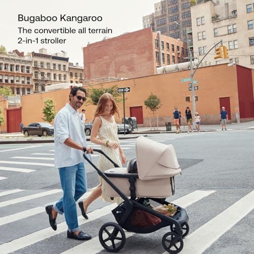 Bugaboo Kangaroo All-Terrain Single-to-Double Tandem Stroller for Infant and Toddler, for Up to Three Kids, XL Wheels, One-Hand Operation, Large Bassinet, XL Underseat Storage (Moon Grey) view 2