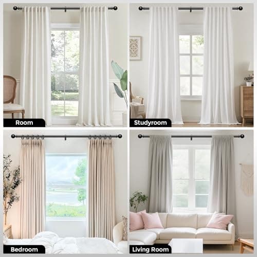 Wolistsa Curtain Rods 36-91 Inch, Black 1 Inch Adjustable Heavy Duty Curtain Rods for Windows, Decorative Modern Window Treatment Rod, Telescopic Splicing Metal Drapery Pole, Easy Installation view 4