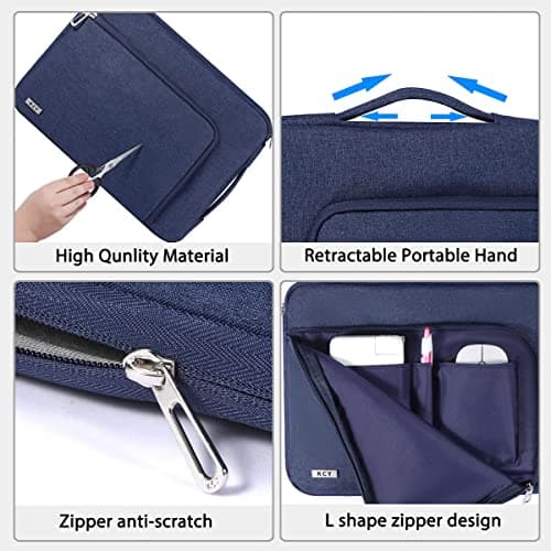 KCY Laptop Sleeve Case 13 14 Inch Compatible with MacBook Air 13, MacBook Pro 13/14, IPad Pro 13, Waterproof Slim Computer Cover Bag with handle, Blue view 5