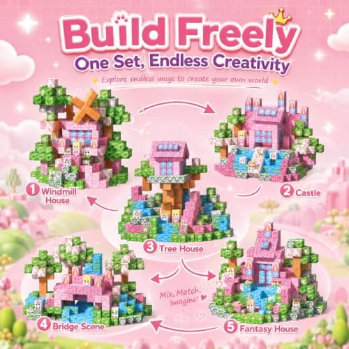 Magnetic Blocks 100PCS Pink Castle Building Set for Kids Ages 3+ view 4