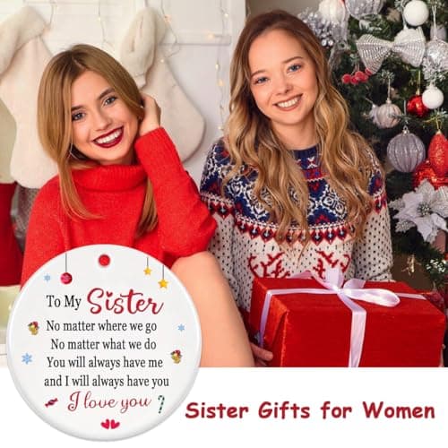Sister Christmas Ornaments 2025,Sisters Gifts for Christmas Tree,White Sister Ornament,Friend Ornaments for Women view 5
