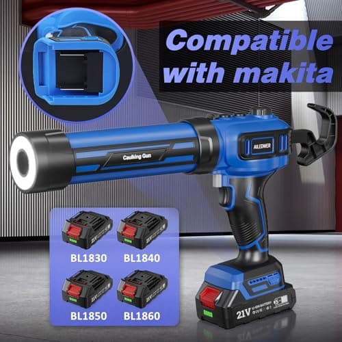 Cordless Caulking Gun, Battery Powered Caulk Gun, Electric Caulking Gun w/2 x 2.0Ah Batteries,LED Light, Auto Retract for Filling, Sealing view 5