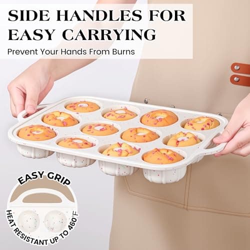 AOTASO 3 Inch Silicone Mini Fluted Tube Cake Pans with Metal Reinforced Frame, 12-Cavity Non-Stick Mini Flan Molds for Daily & Holiday Desserts (1 Pack) view 5