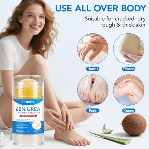 Uruses 2Pack Urea Cream 60% plus Salicylic Acid 2% Urea Foot Care Stick,Foot Cream for Foot Callus Remover, Feet Moisturizer Stick for Dry Cracked Heels, Hands, Knees,Hydrating Heel Balm, Easy To Use view 5
