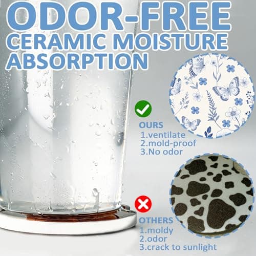 Duck & Rooster Car Coasters 2 Pack - Absorbent Ceramic Cup Coasters with Finger Notch & Anti-Slip Cork Base, 2.6" Auto Cup Holder Coasters for Car Interior Accessories (Women/Men) view 4