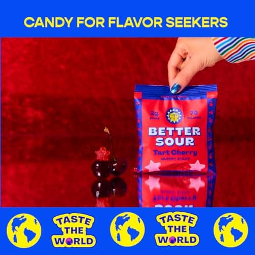 Better Sour Tart Cherry Candy, Sour Gummies with Bold Fruit Flavor, Mouthwatering Sour Candy Made with Real Fruit Juice, Vegan and Gluten-Free Treats, (Pack of 10) view 6