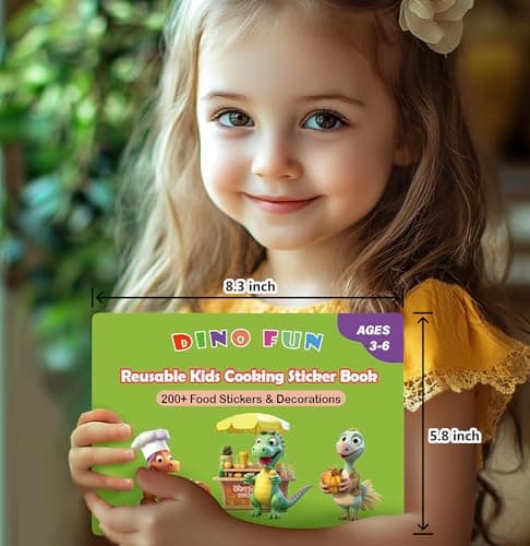 Dino Fun Cooking Sticker Book, Create & Play with 200+ Removable Food Stickers & 11 Playful Kitchen Scenes for Kids 3-6 view 5