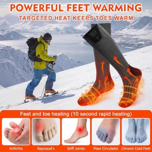 Heated Socks for Men Women, 7000mAh Rechargeable Foot Warmer Socks view 4