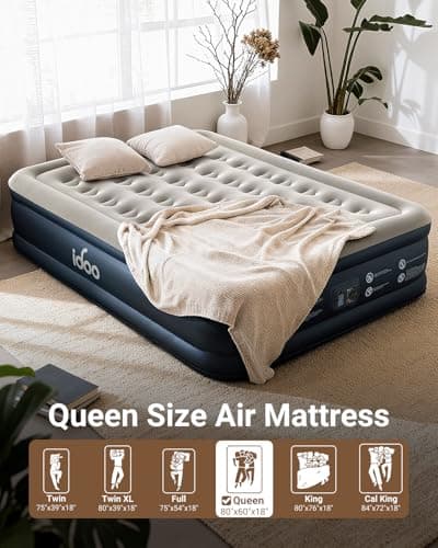 iDOO Queen Air Mattress with Built in Pump, 18 Raised Comfort Inflatable Blow up Mattress, Upgraded Support Structure Portable Air Bed for Camping, Guests and Home, Colchon Inflable, 650lbs Max view 4